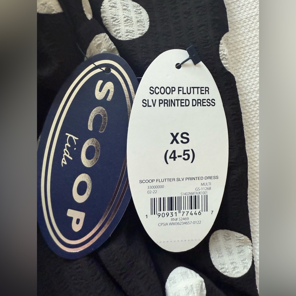 NWT - Scoop - Black and white polka dot flutter dress - Girls Size XS (4-5) - Picture 3 of 4